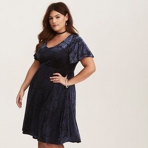 Torrid blue crushed velvet dress